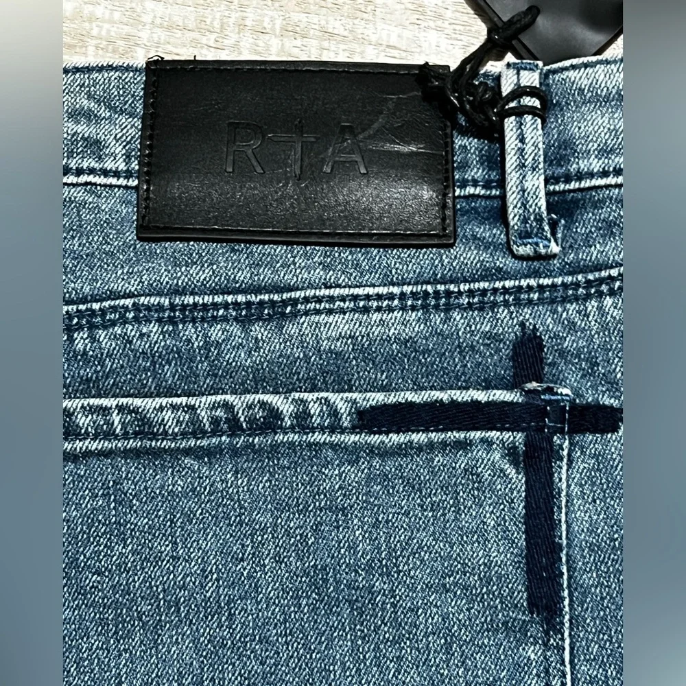 RtA men's slate cargo straight leg jeans vintage indigo pants blue denim size 40